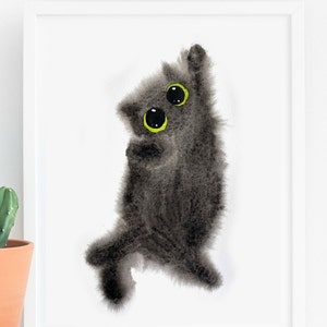 Grey Cat Wall Art, Instant Download Cat Lover Art Printable