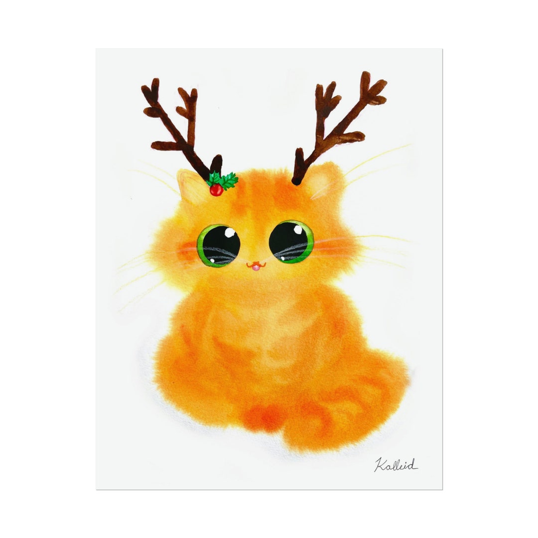 Watercolor Cat Art Print, Colorful Pet Portrait Wall Decor, Cat Lover ...