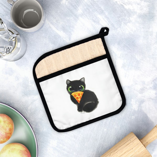 Pizza Cat Pot Holder with Pocket