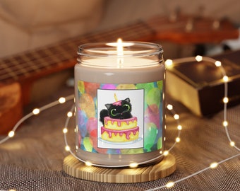 Happy Birthday Cake Cat Scented Soy Candle, 9oz