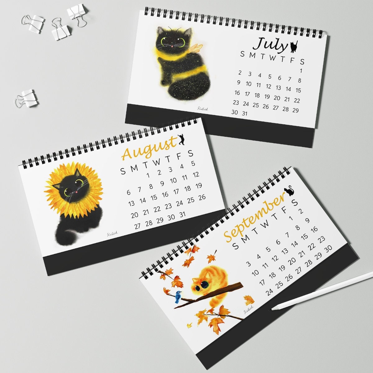 Fluffy Cats Desk Calendar 2023 Kalleidoscape Cute Fluffy Cats Etsy