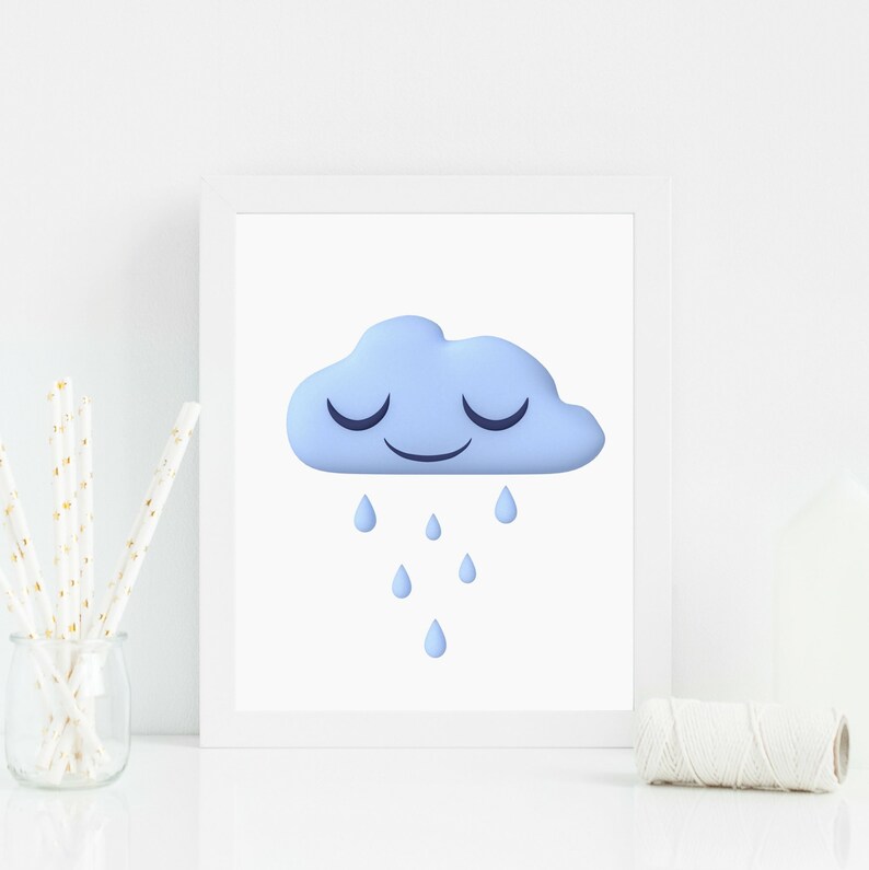 Rain Cloud Nursery Print Cloud Print Cloud Nursery Decor Etsy