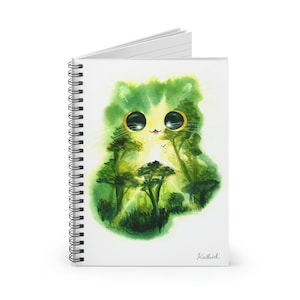 Cat Lover Gift, Forest Cat Spiral Notebook - Ruled Line