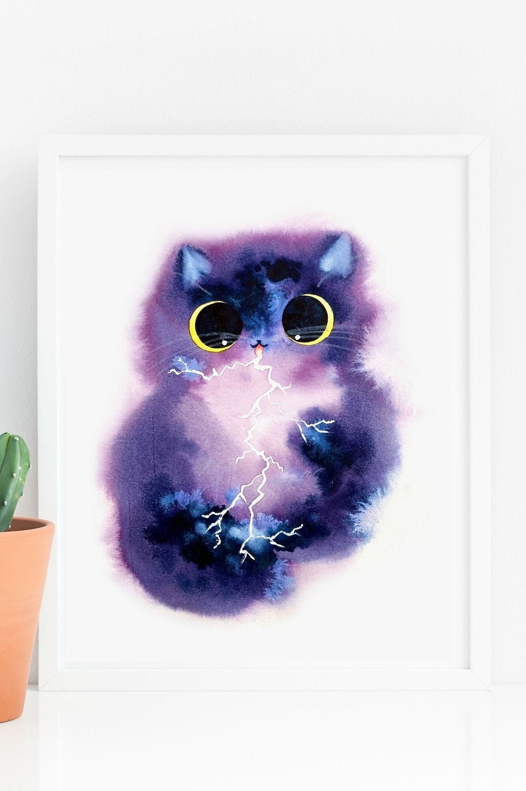Thunderstorm Cat Art Print Instant Download Art Printable