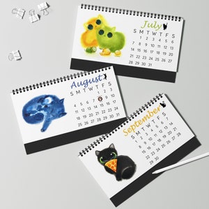 Fluffy Cats Desk Calendar 2024 Kalleidoscape Design Whimsical Watercolor Cats image 6