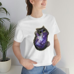 Cat Lover Gift, Black Space Void Cat Unisex Jersey Short Sleeve Tee