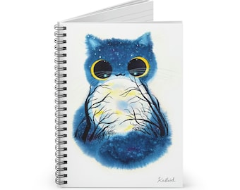 Full Moon in the Woods Cat Spiral Notebook - Ruled Line