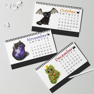 Fluffy Cats Desk Calendar 2024 Kalleidoscape Design Whimsical Watercolor Cats image 7