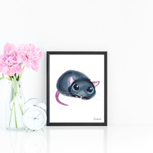 Rat Lover Gift, Cute Rat Art Print, INSTANT DOWNLOAD Art Printable, Rat Gift Decor
