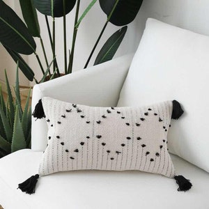 Bohemian Cushion Cover Tassels Cotton Moroccan Style Cosy Woven Fluffy Geometric Pillow Case Home Living Room Embroidered Sofa Bed Decor image 5