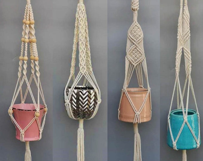 Macrame Woven Rope Plant Hangers 100 Cotton Hanging Gardening Etsy