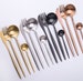 Matte Gold, Black or Rose Gold Set of 4 Pieces Dining Cutlery Dinnerware Tableware Fork Spoon Knife 