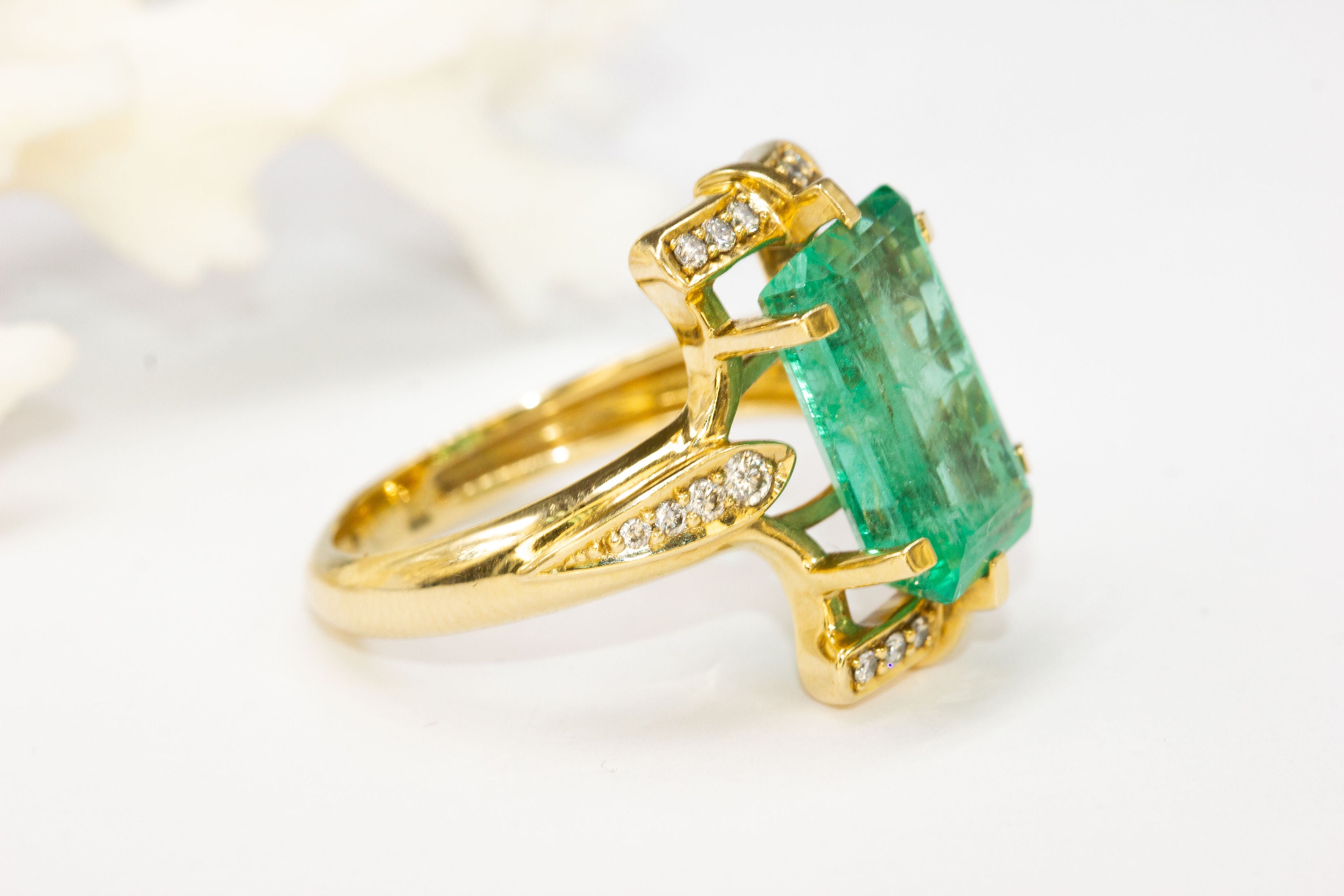 Natural Large Emerald Ring Genuine Green Gemstone Ring | Etsy