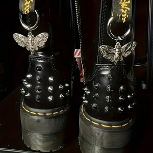 Silver Moth x2pcs Boot Charms Doc Martens Shoe Clips Decoration Accesories image 2