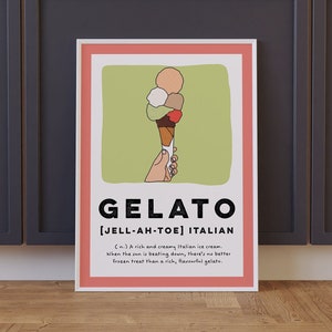 Gelato Illustration, Gelato Print, Food Art, Food Illustration, Italian Food Print, Kitchen Modern Minimalist Print, Food Print, Hand drawn