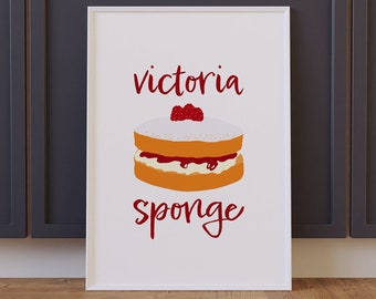 Victoria Sponge Cake / Cake Illustration / Food Art / Food Illustration / Kitchen Modern Minimalist Print