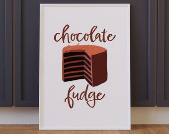 Chocolate Fudge Cake / Cake Illustration / Food Art / Food Illustration / Kitchen Modern Minimalist Print
