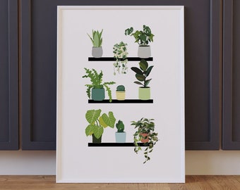 Kamerplanten / Kamerplanten Illustratie / Illustratie Kunst / Planttekeningen / Plant Illustratoin / Moderne Illustratie Print