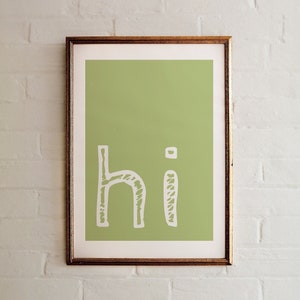 Hi Print Poster, Bold Print, Typography Print, Hi Poster, Typographic Print, Cool Wall Art, Bold Poster, Hi Print, Hand designed