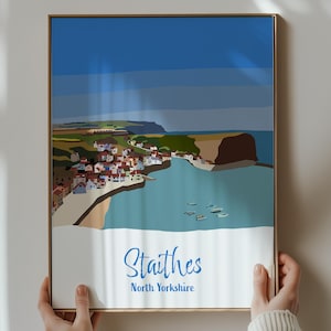 Staithes Illustration, Staithes Print, Travel Art, Travel Illustration, North Yorkshire Art, Hand drawn, North Yorkshire