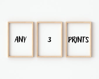 SET OF 3 PRINTS / Custom Choice Prints / Print Set / Any 3 Designs / Fun Modern Prints / Prints