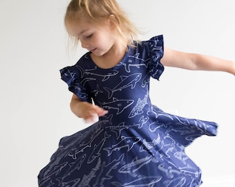 baby shark twirl dress