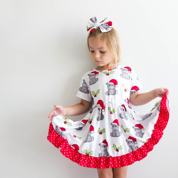 ON SALE!! Hippo Christmas Twirl Dress