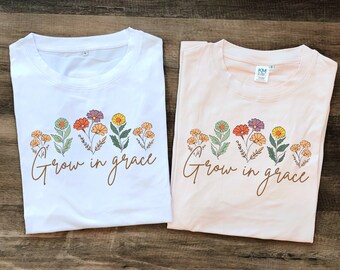 Grow in Grace - Christian T-shirt - Jesus T-shirt - Religious T-Shirt - Bible Shirt - Womens - Child - Pray Shirt - Bible Verse - God