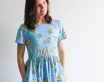 Adult Dress with Pockets - Bananas