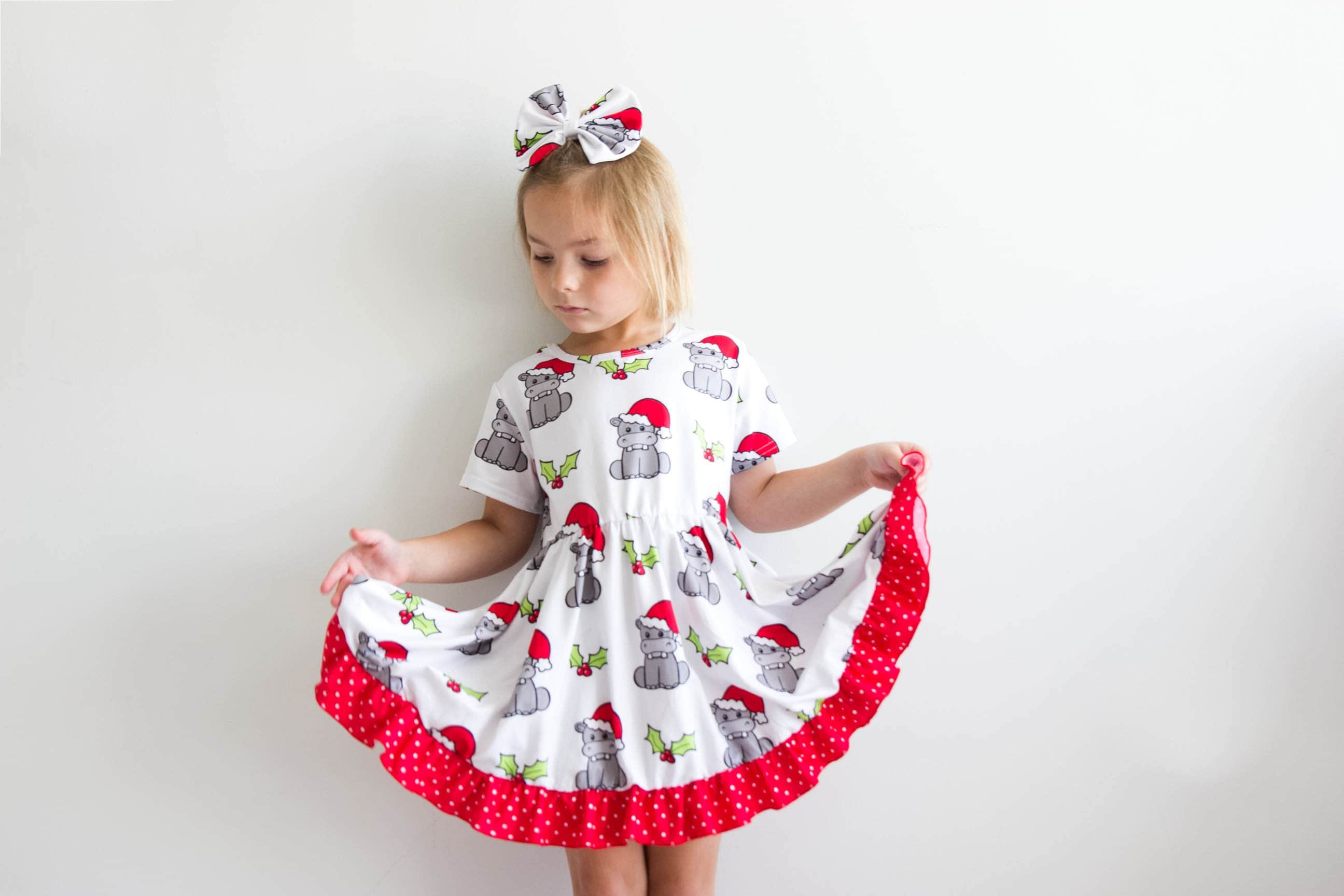 sibling holiday dresses Girls Christmas Smocked Holiday Dress with Flowers I Feltman Brothers