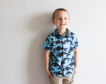 Collared Dress Shirt - Orca Whale