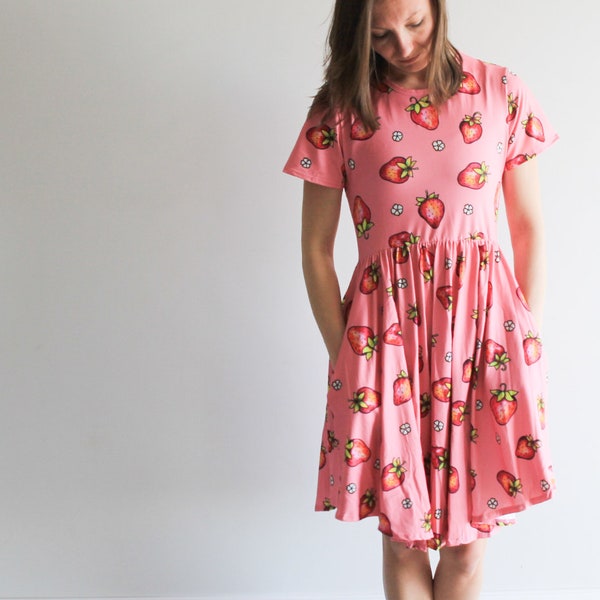 Strawberry Embroidered Drop Waist Dress main image 1