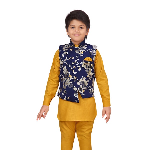 Kids Indian Ethnic Wear Kurta Pajama and Waistcoat Set For Boys | Traditional Kurta Pajama Set | Boys Kurta Pajama Set