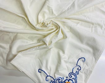 1970s Vintage Hand Embroidered Table Centerpiece, Coffee Table Cloth, Table Runner