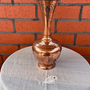1960s Vintage Decorative Copper Vase / Bohemian Copper Flower Vase / Eclectic Decor / Copper Vase / Copper Bowl