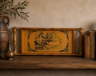 1970s Vintage Decorative Tray / Rustic Home Decor / Wooden Decorative Tray