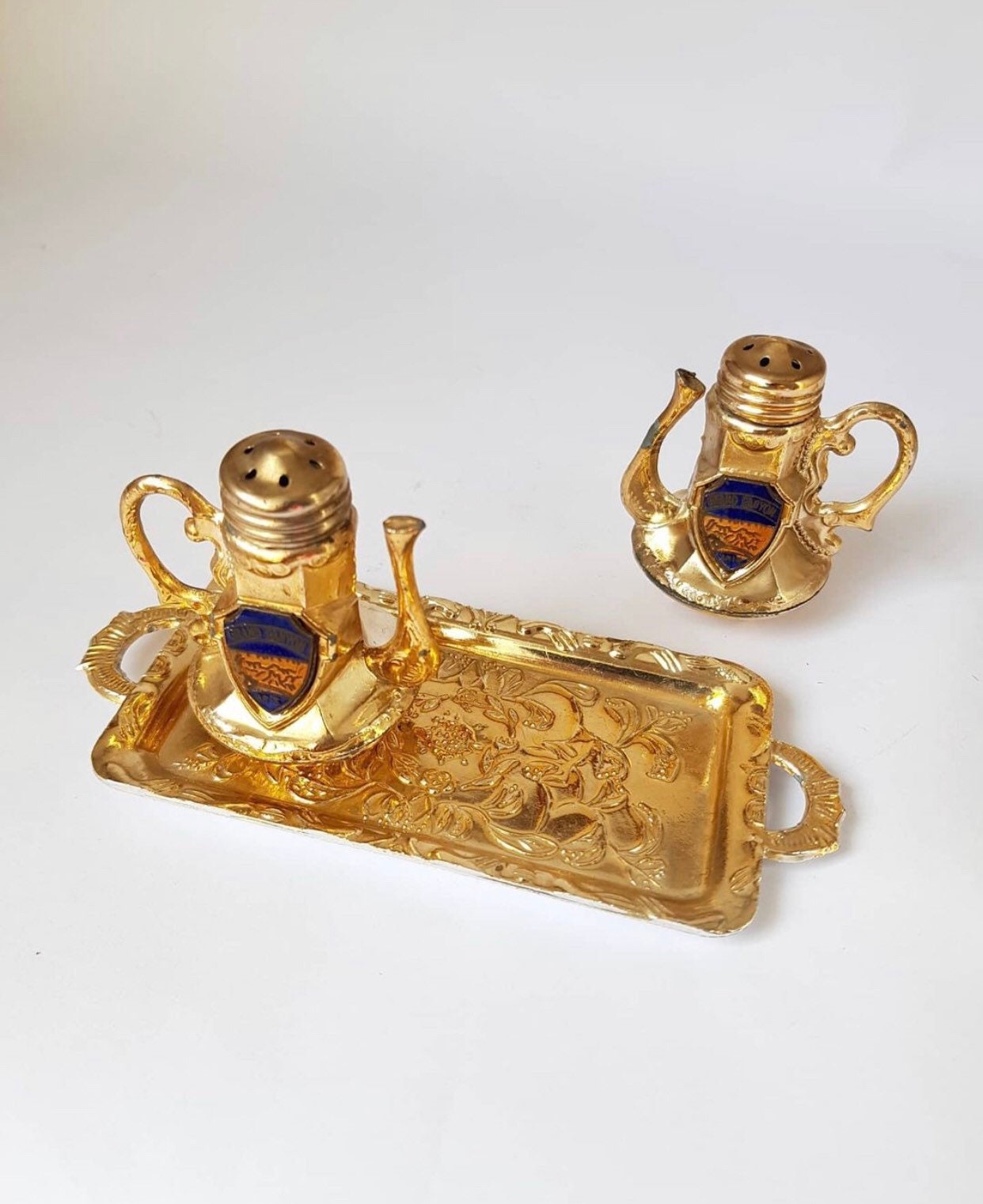 Vintage Gold Color Salt and Pepper Shaker Set in Tea Pot Form Etsy