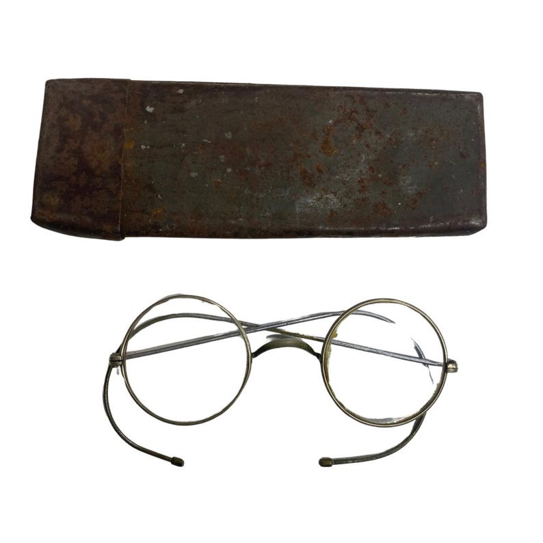 Circa 1880s Antique Round Eyeglasses in Original Metal Case ...