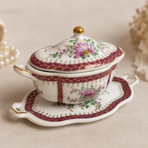 Mini-sucrier vintage en porcelaine à motifs floraux, coupelle décorative à motifs floraux, objet de collection pour le rituel du thé