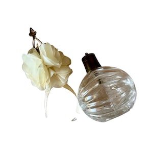 1980s Vintage Perfume Bottle, Collectible Glass Perfume Bottle, Mid Century Art Deco Clear Glass Perfume Bottle