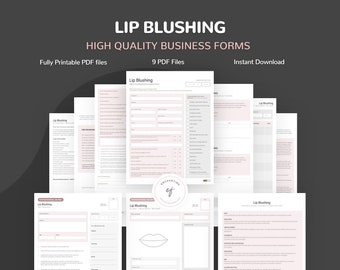 Lip Blushing Consent Form, Lip Blush Tattoo Intake Form, Pre & Post Care Instructions, Semi Permanent Lip Blush Consultations Forms