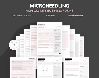 Microneedling Consultation Forms, Consent form, Pre & Post Care Instructions, Client Treatment Record, Patch Testing, Instant download PDF