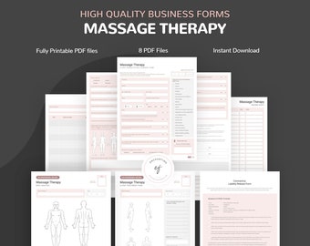 Massage Therapy Consultation and Consent Forms, Client Intake and Treatment Record Sheets, Covid-19 Liability Form, Instant Download PDF
