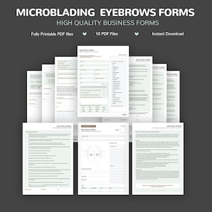 Microblading Consultation Forms, Permanent Makeup Cosmetic Tattoo PMU Consent Form, Brow Tattoo Form, Esthetician Forms, Aftercare Form