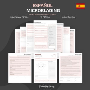 SPANISH (ESPAÑOL) Microblading Consultation Forms, Permanent Makeup Cosmetic Tattoo PMU Consent Form, Brow Tattoo Form, Aftercare Form