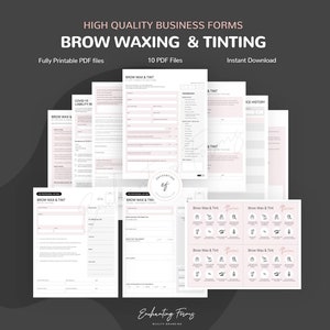 Consultatieformulieren voor wenkbrauwwax en tint, Bundel voor toestemmingsformulieren voor klantintake, Klantvrijstelling Nazorgkaarten, instructiesformulier