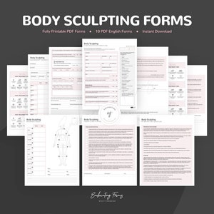 Body Sculpting Consultation &  Intake Forms, Body Contouring Consent Forms, Body Shaping Treatment, Esthetician Pre/Post Care Form