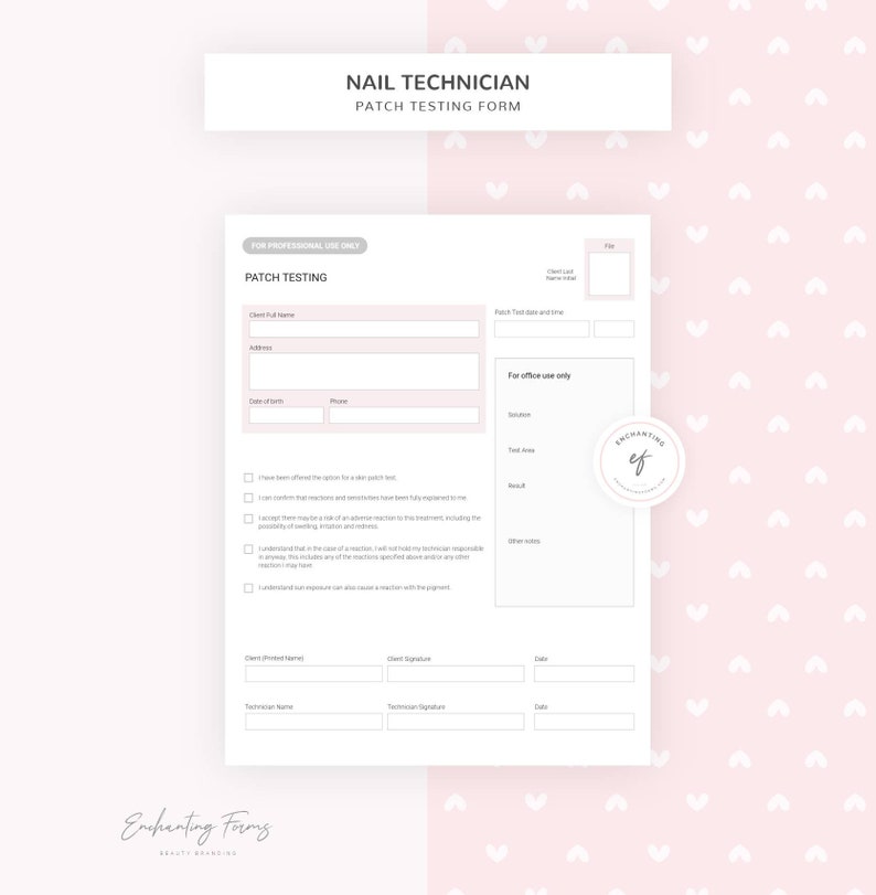 Nail Technician Consultation Forms Nail Artist Consent Forms Etsy
