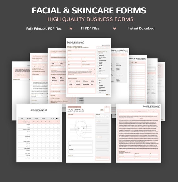 Facial Consent Form Ready to Print and Editable Facial Forms Facial Treatment Forms Facial Intake Form PREMIUM QUALITY
