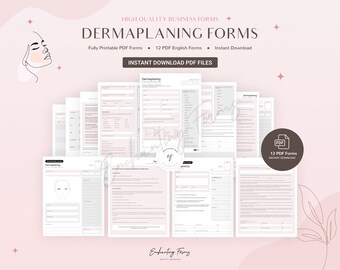 Formularios de Dermaplaning: Consulta, consentimiento y registro de tratamiento con esteticista (PDF de descarga instantánea)